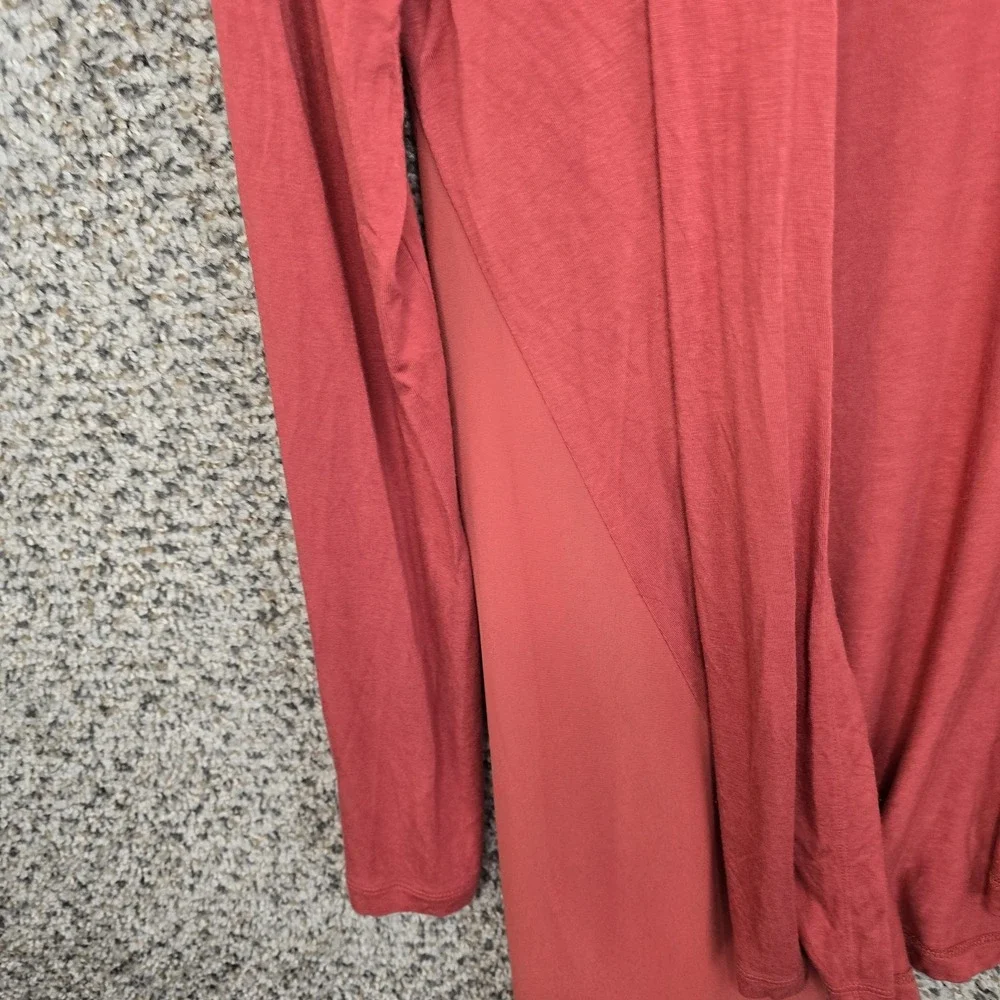LOGO Lori Goldstein Cardigan Womens Medium Pink Open Front Stretch Casual Ladies